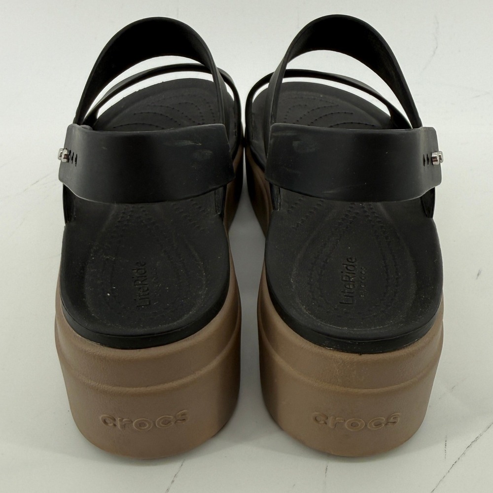 Crocs Brooklyn Low Wedge Sandal Black/Mushroom Women 8 Strappy Comfy Platform - Picture 5 of 11